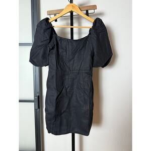 NWT Rachel Parcell Puff Sleeve Linen Mini Dress in Black Size Small
